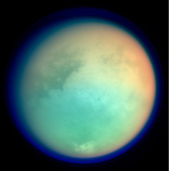 Titan's surface in false color Titan's surface in false color